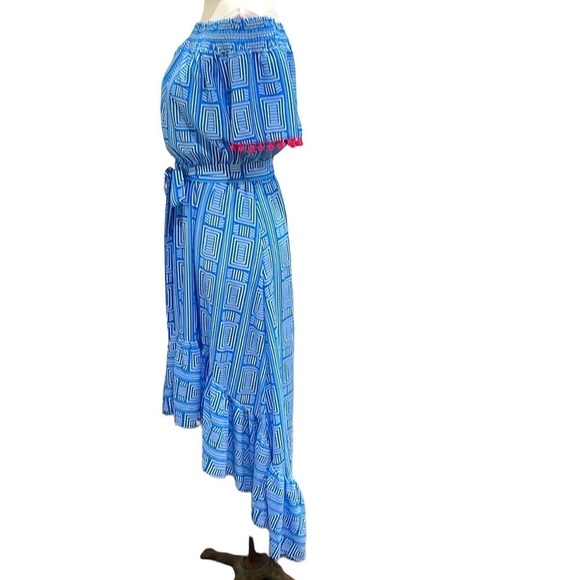NWT Flying Tomato Geo Print Off Shoulder High Low Maxi Dress SZ S - Picture 2 of 7